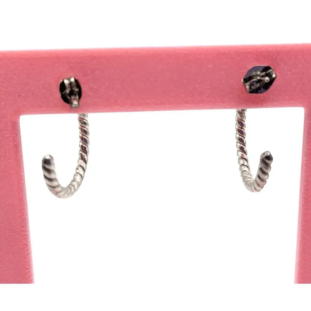Sterling Silver 3 Pair Twisted Rope Hoop Earrings Mixed Sizes Post Back Set